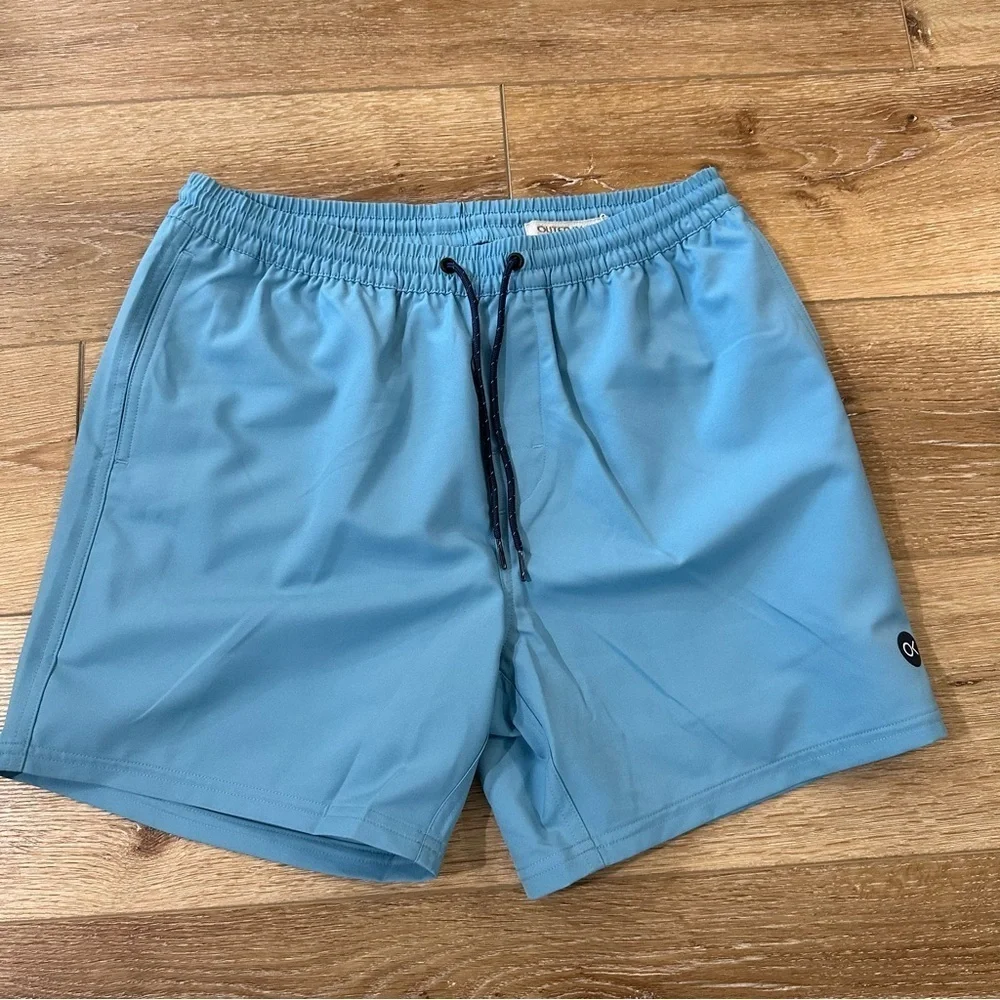 OuterKnown Men’s Nomadic Volley Sky Blue Versatile Swim Shorts Sz S NWT